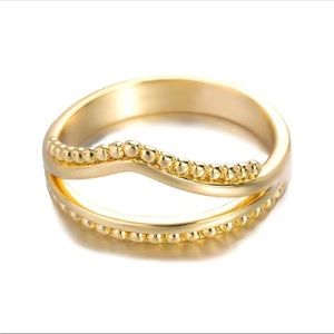 Gold Open Crown Design Milgrain Ring